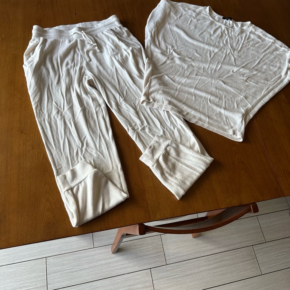 Quince Cozy Cream Lounge Set bottoms medium top small